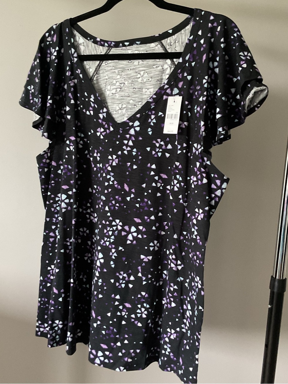 Lane Bryant Black Top with Purple Print